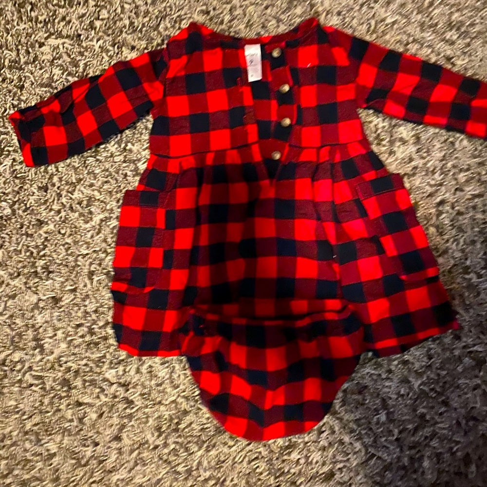 Baby Girl Buffalo Plaid Dress. 9M